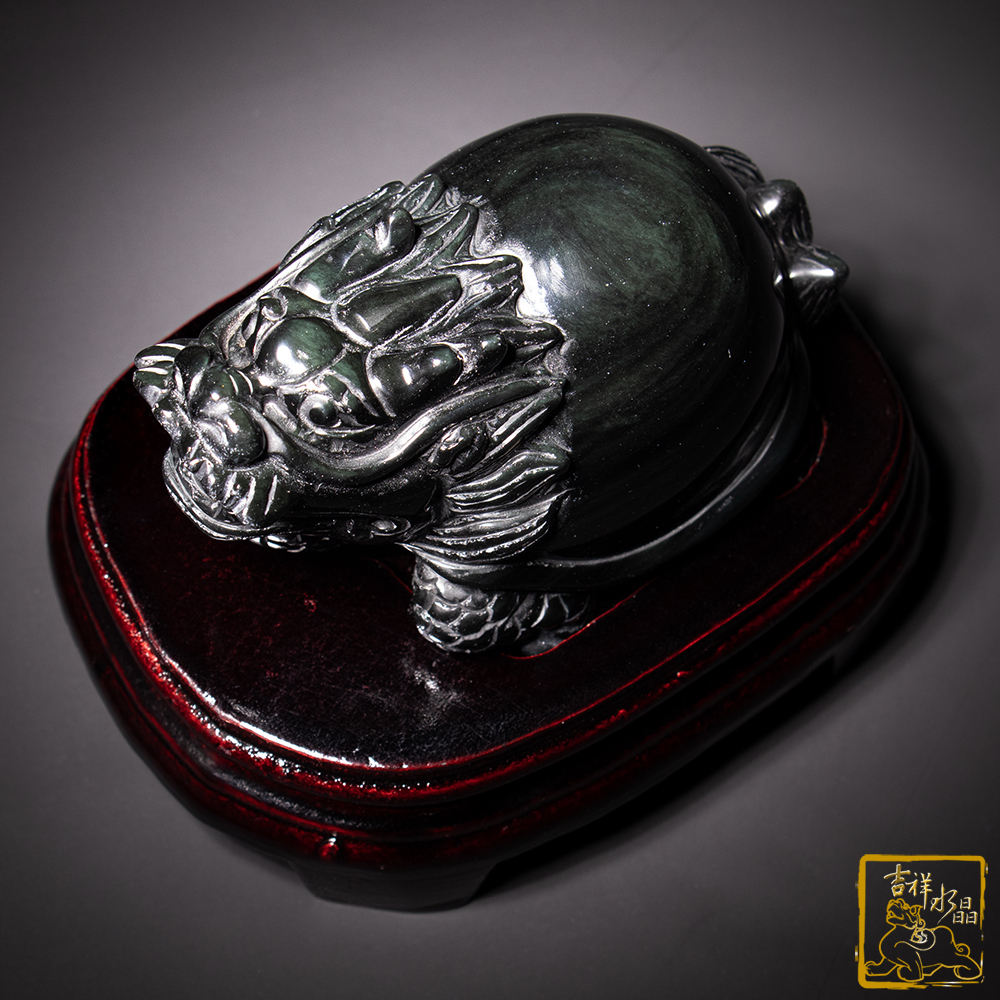 彩虹黑曜石龍龜 573g 安家鎮宅