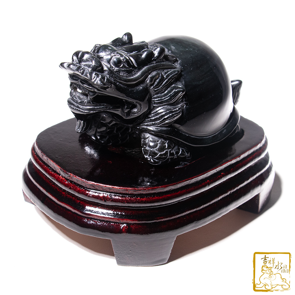 彩虹黑曜石龍龜 573g 安家鎮宅