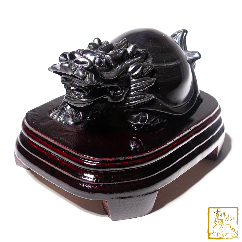 彩虹黑曜石龍龜 696g 安家鎮宅