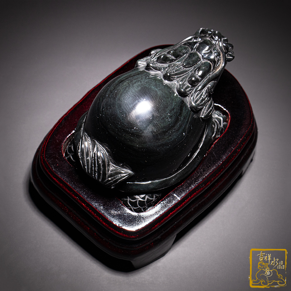 彩虹黑曜石龍龜 638g 安家鎮宅