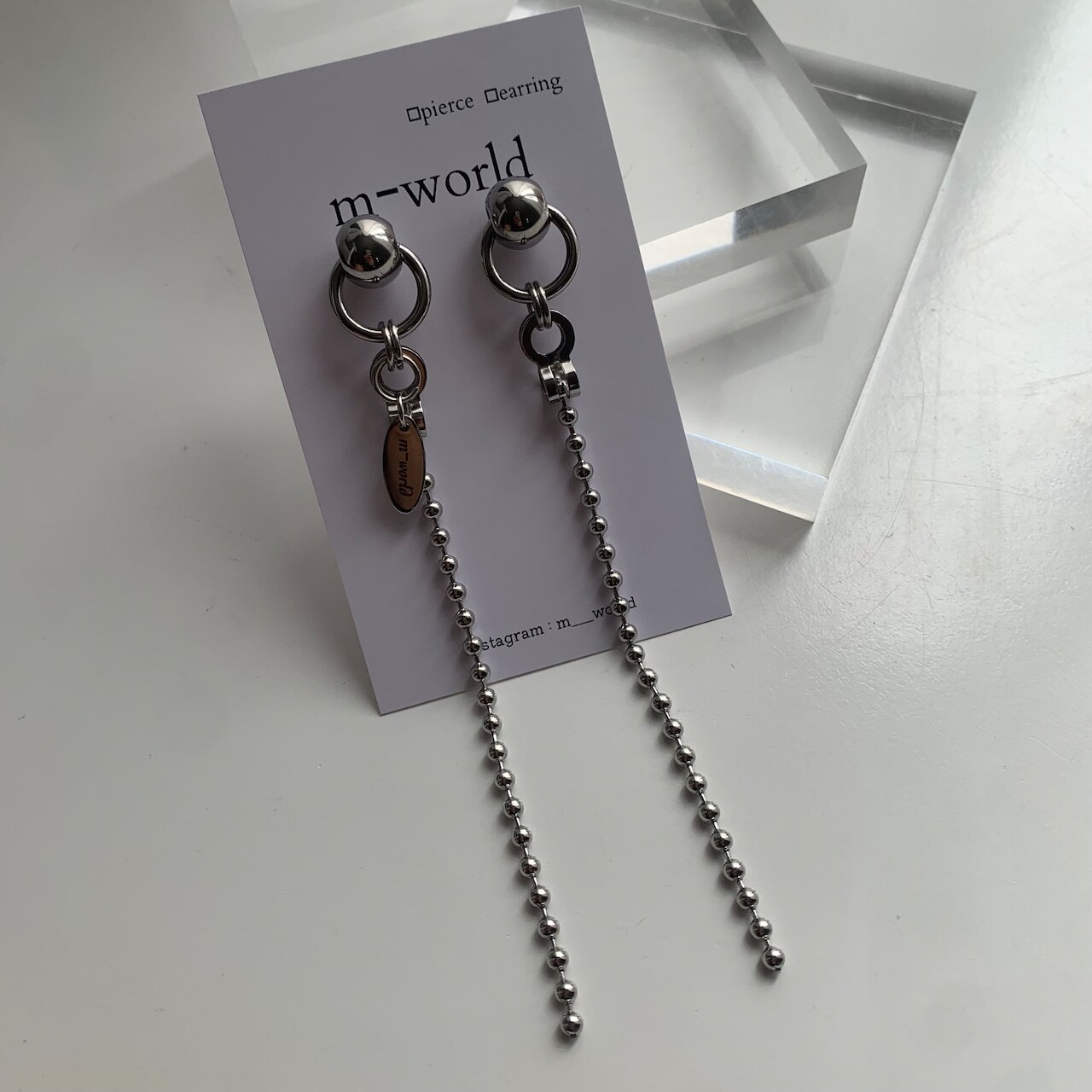 [m-world] ball long stainless  | 耳針| NO.53