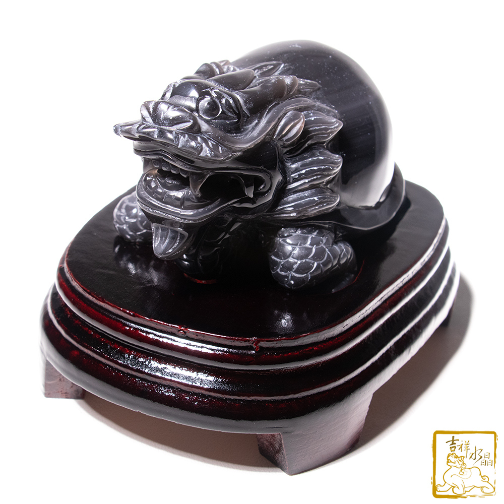 彩虹黑曜石龍龜 690g 安家鎮宅