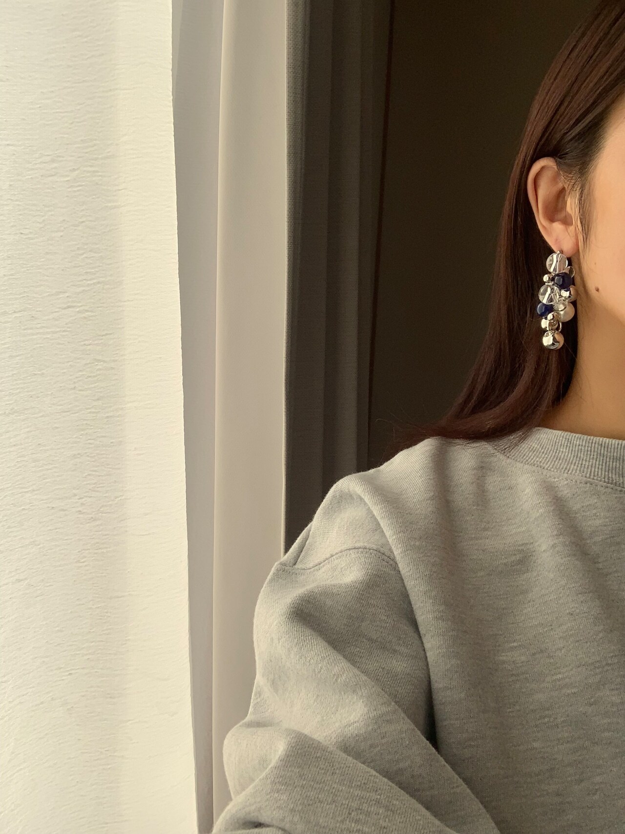 [m-world] silver×clear×pearl | 耳夾| NO.55.