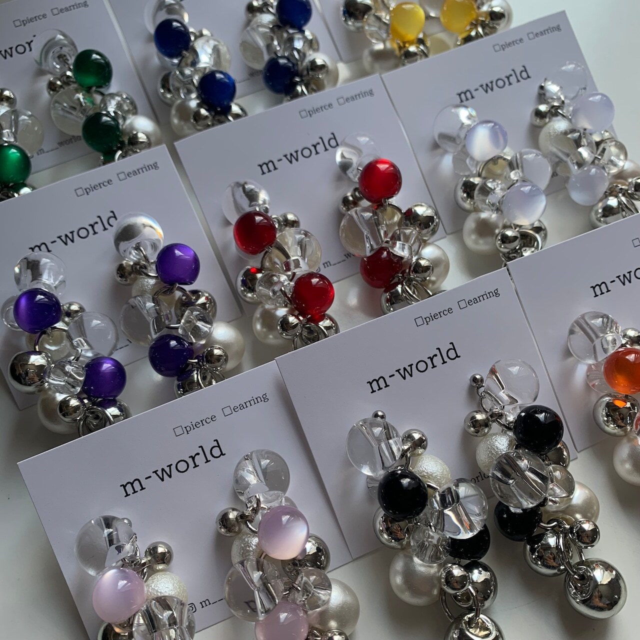 [m-world] silver×clear×pearl | 耳夾| NO.55.