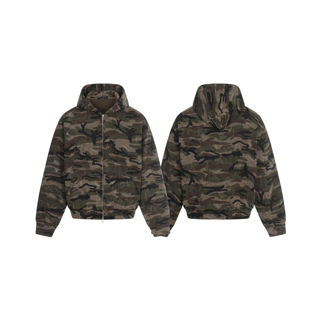 OurPick Camo Zip Hoodie 寬短迷彩連帽外套