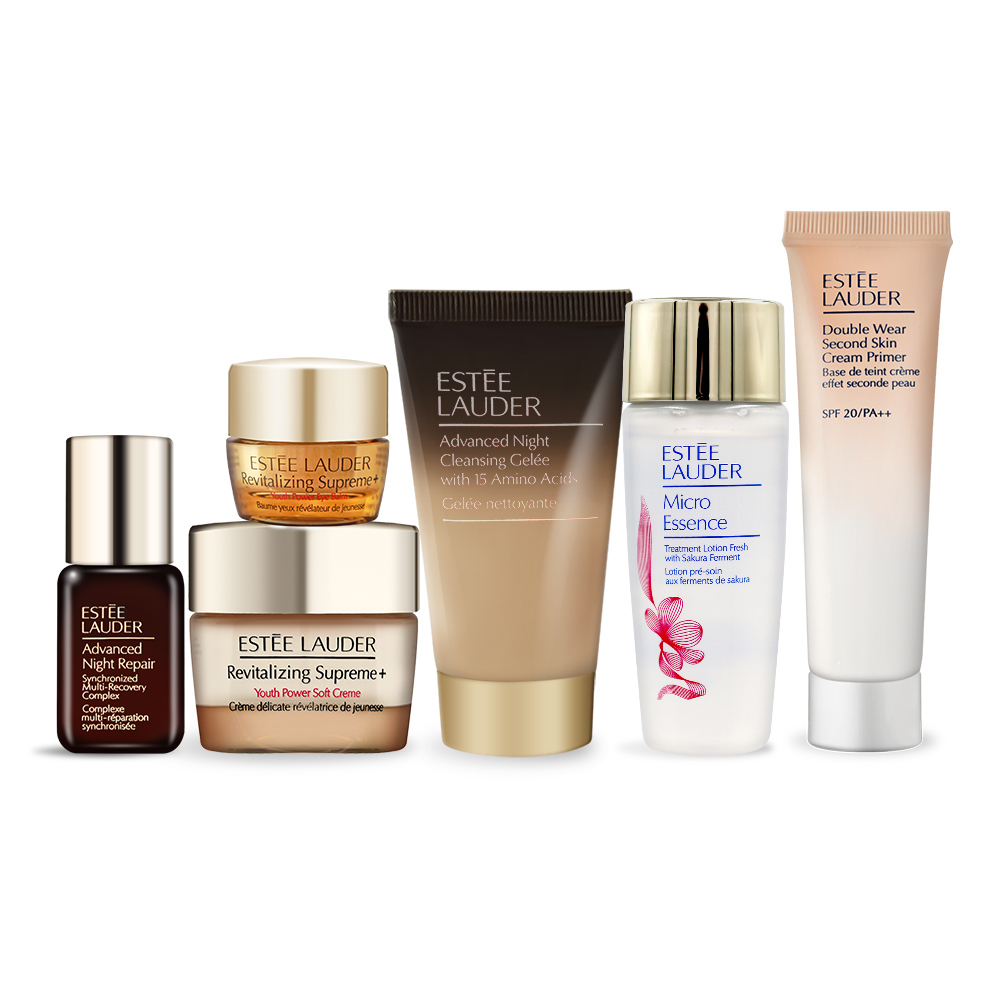 ESTEE LAUDER 雅詩蘭黛 激亮透潤美肌組[潔顏蜜+修護露+膠原霜+眼霜+乖乖乳+原生露]