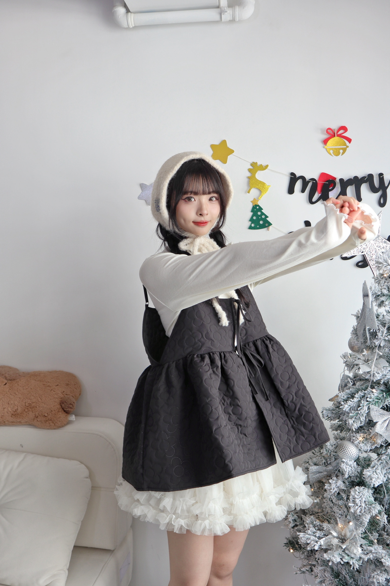 超可愛♡花花綁帶拼色外搭 四色入