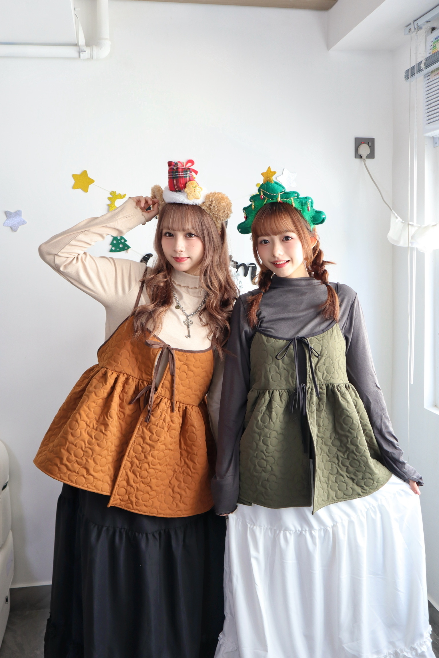 超可愛♡花花綁帶拼色外搭 四色入