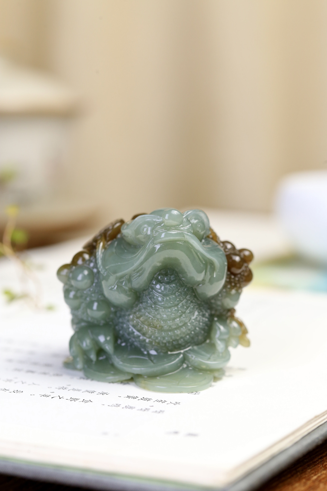 12112 和田玉且末招財金蟾擺件