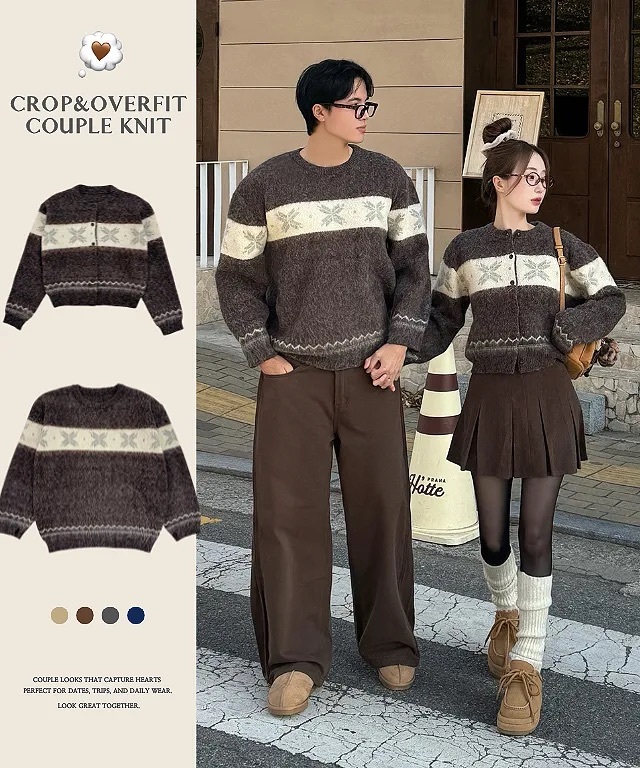 【優惠現貨】韓國冬日雪花情侶款冷衫/外套（4色）