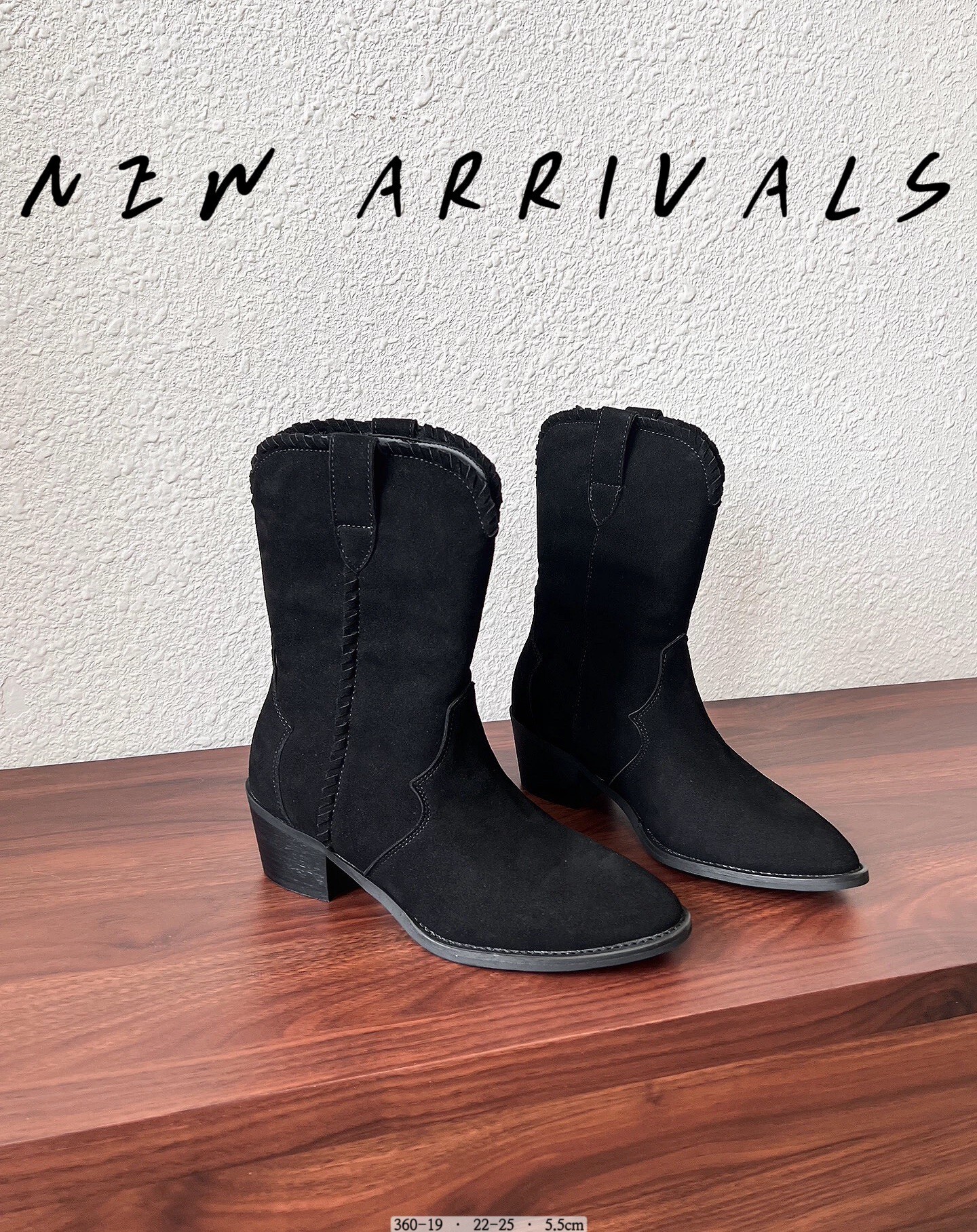 360-19   韓國真皮手縫感中筒靴