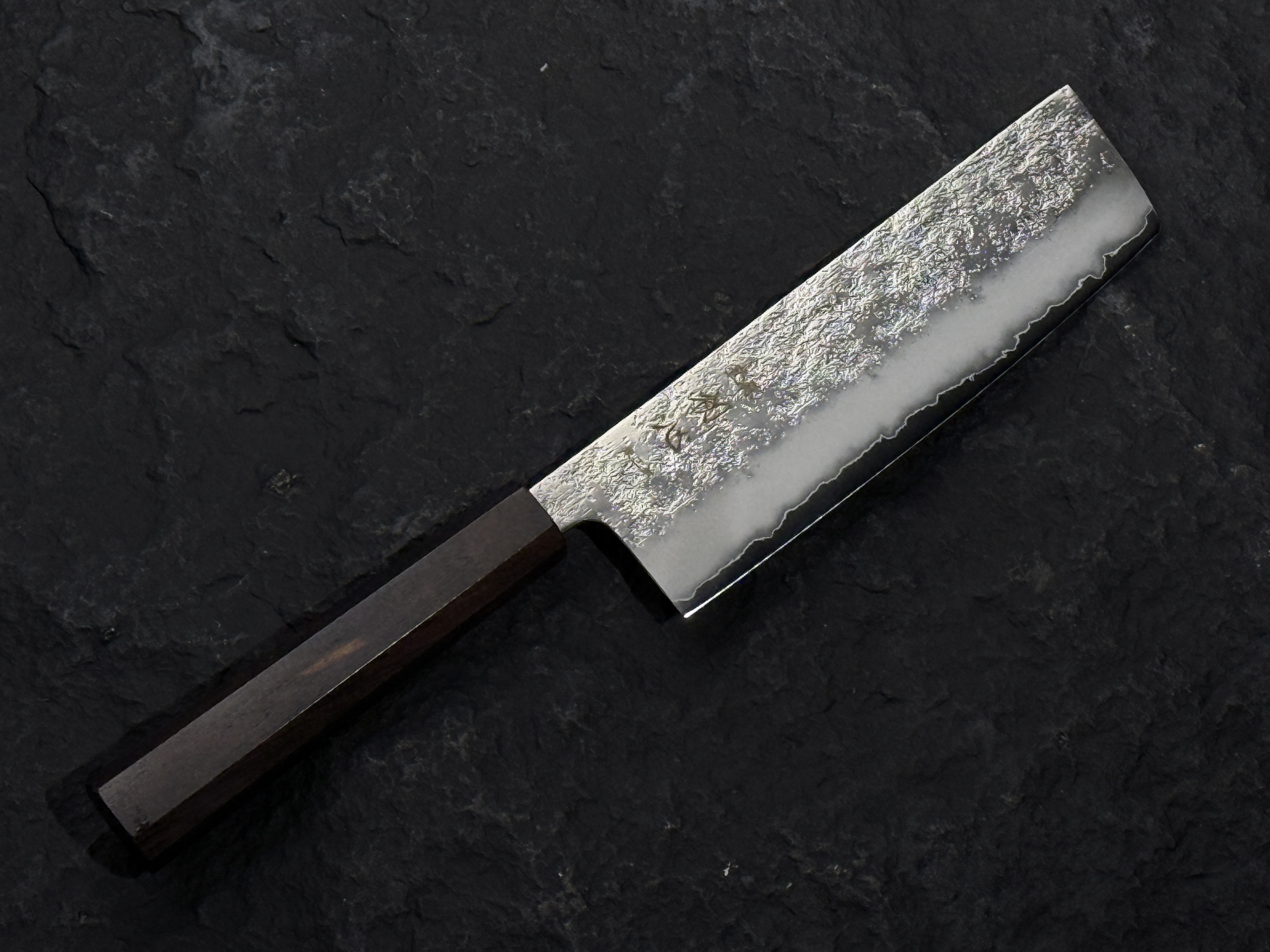 初心 銀嶺 銀三鋼 梨地 菜切 黑檀柄