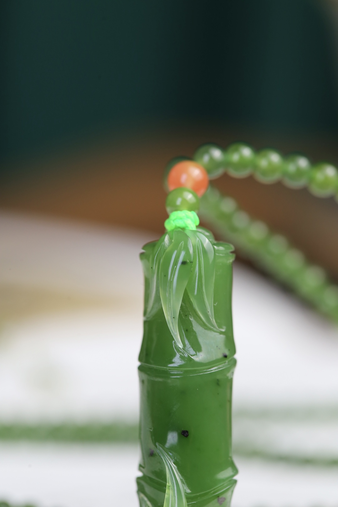 12115 和田玉碧玉節節高升一體鏈掛件 (項鍊直徑 4mm)