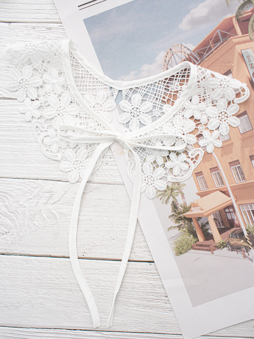 簍空蕾絲綁帶領片