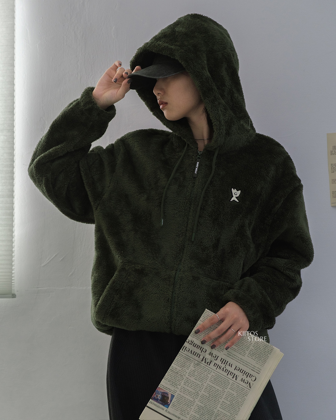 【現貨】韓國 Wacky WiLLy 刺繡 小火人 毛茸茸 連帽 外套 aespa Giselle 吉賽兒同款