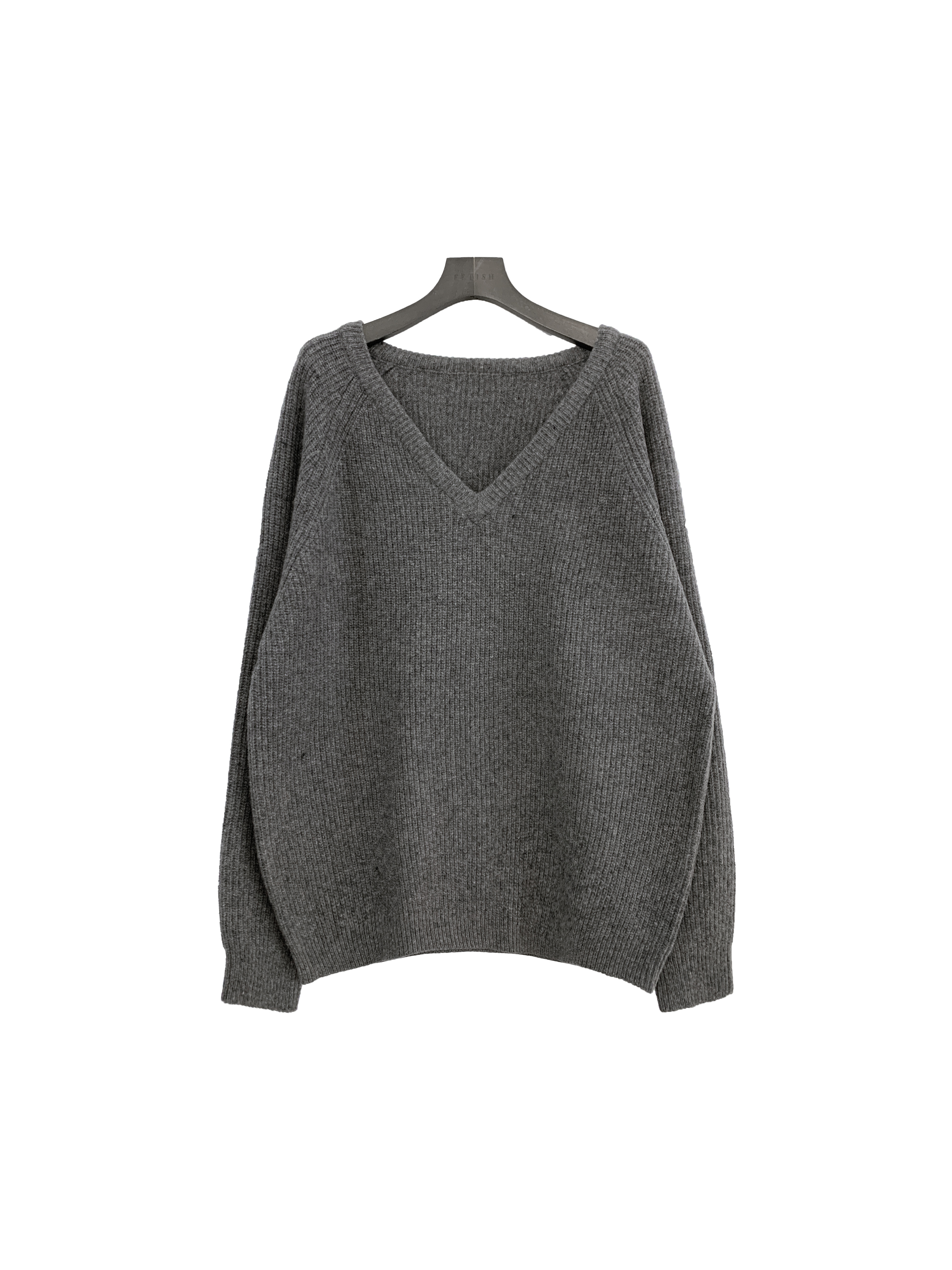 V領羊毛灰套褲-單上衣