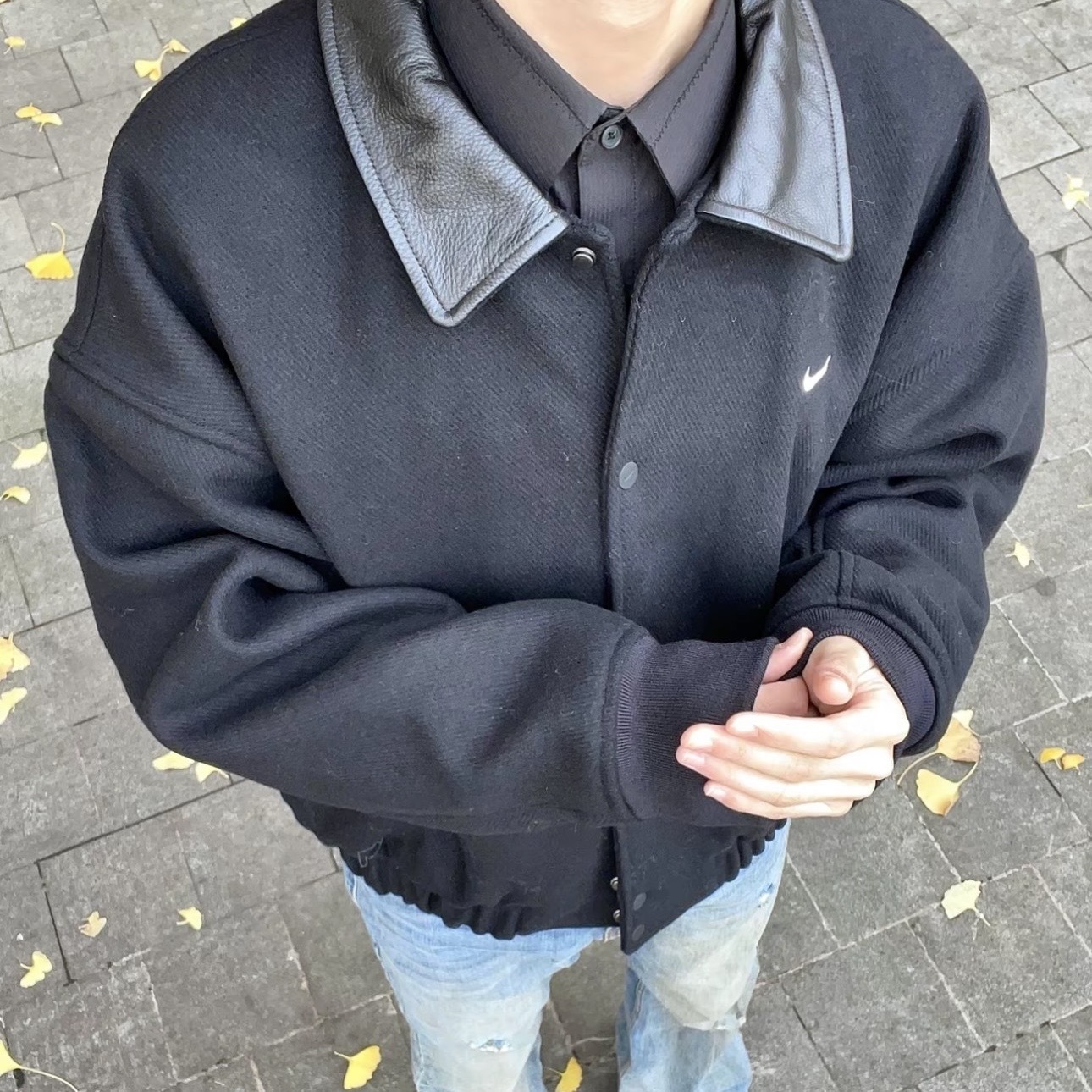 NIKE SOLO SWOOSH WOOL VARSITY 翻領 棒球夾克 外套 王嘉爾同款 FZ1168-010