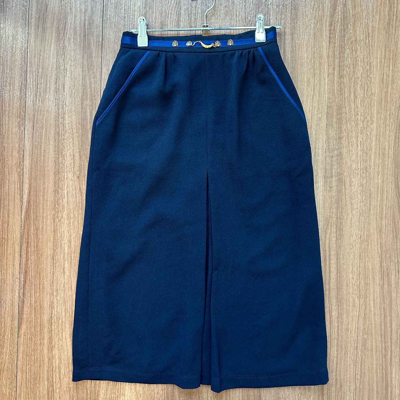 寶藍色簡約直筒半身裙