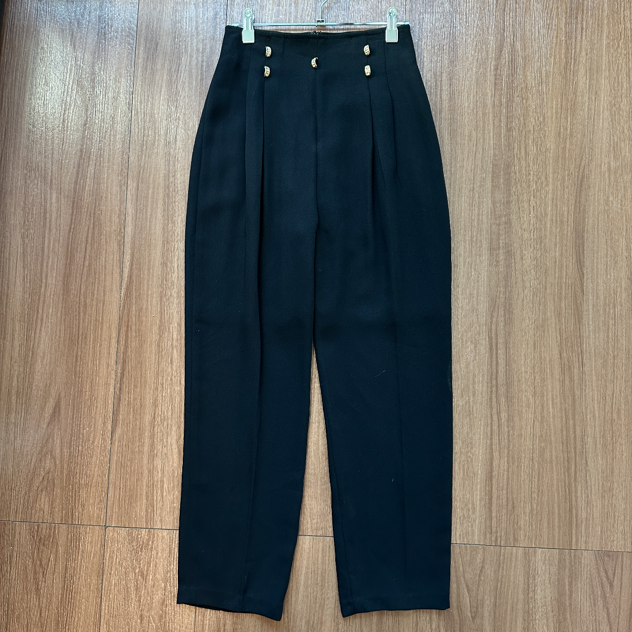 黑色閃閃戒指裝飾高腰長褲