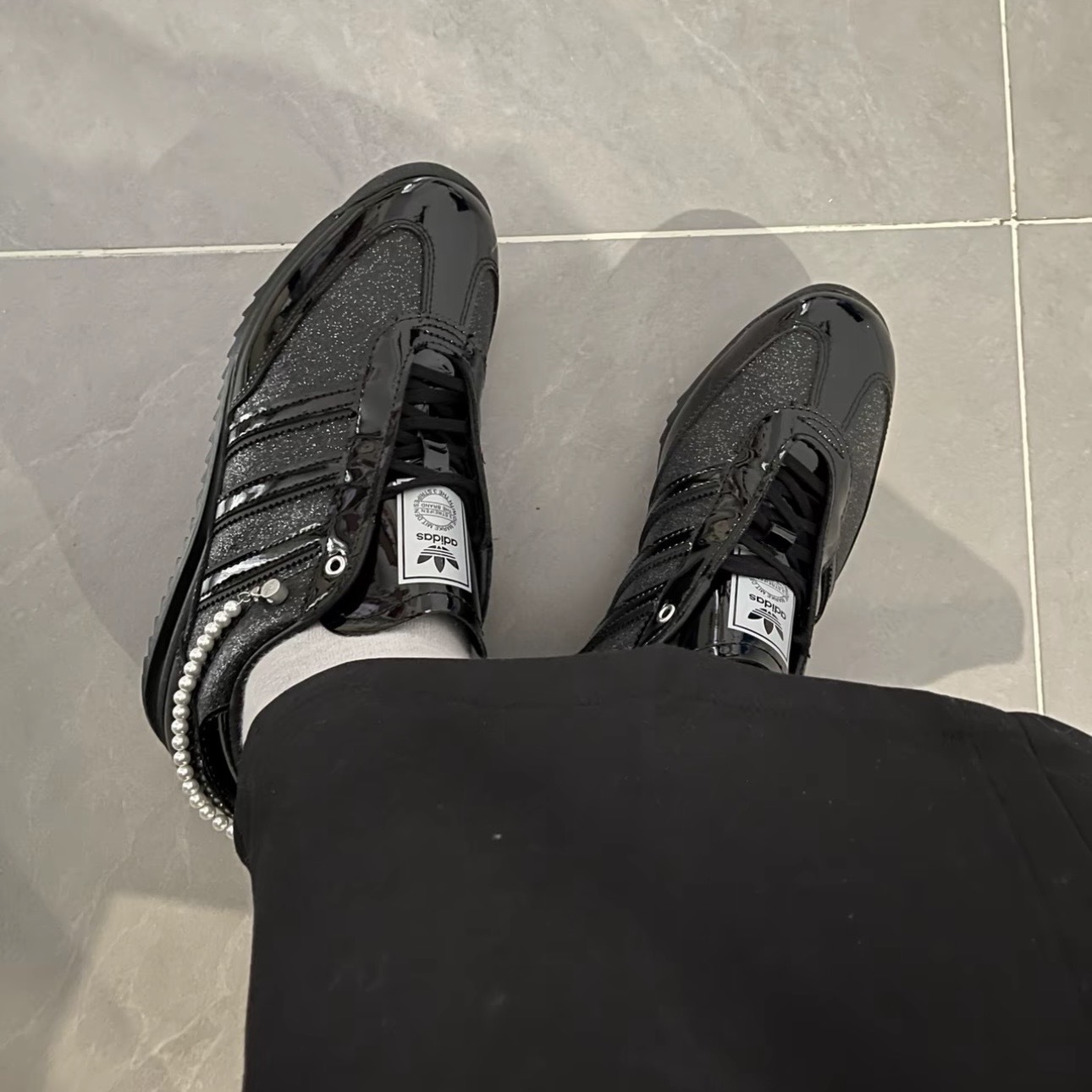 ADIDAS ORIGINALS SL 72 黑漆皮 珍珠鏈條 銀河 小香風 愛迪達 JQ2615