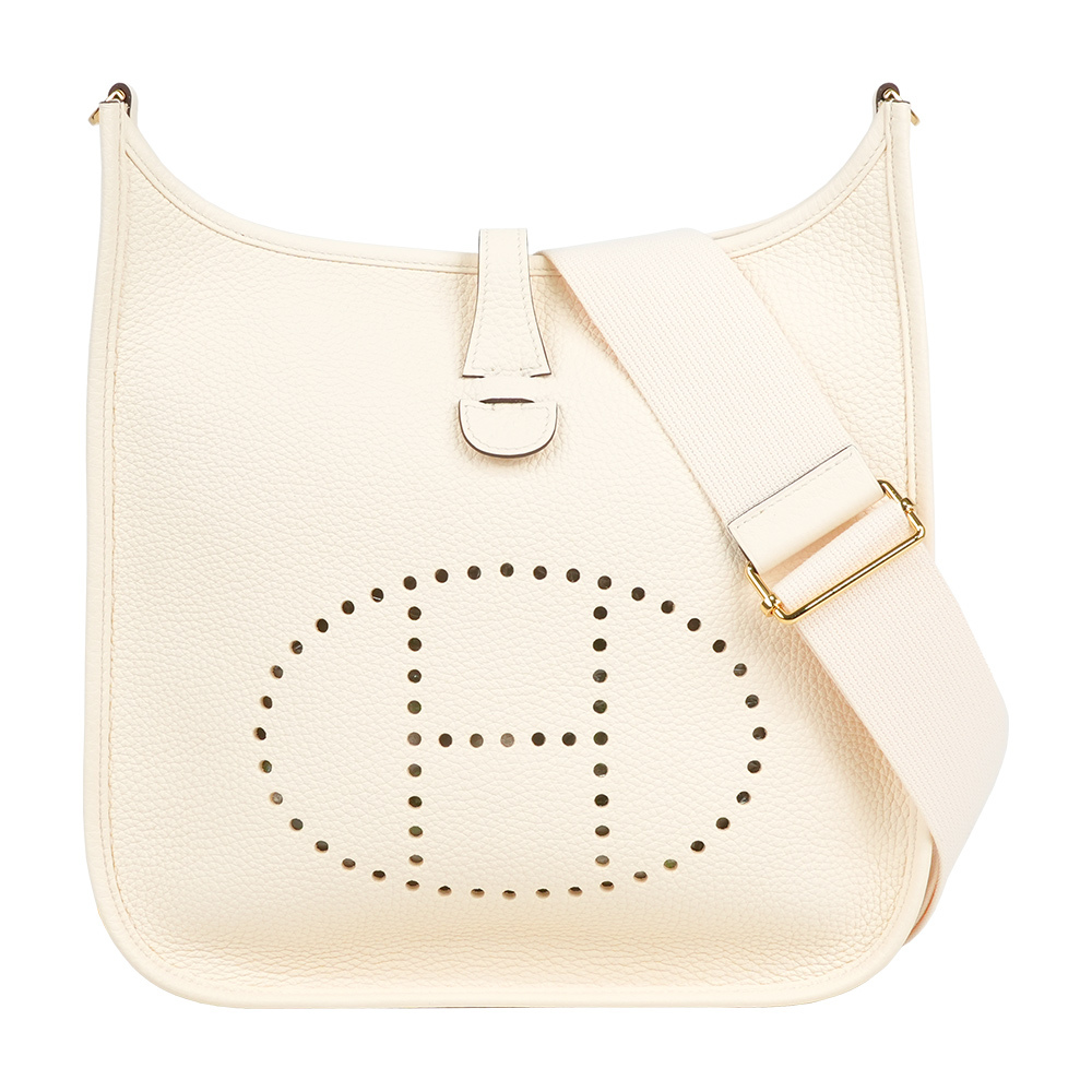 【Hermès】金釦 Evelyne 29 斜背包 (奶油白)