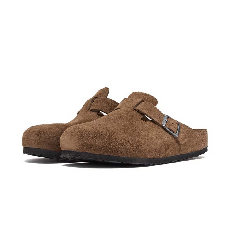 Birkenstock Boston Soft Footbed Suede Dark Tea Tonal 波士頓 勃肯 麂皮 拖鞋 1030814 [台灣現貨]