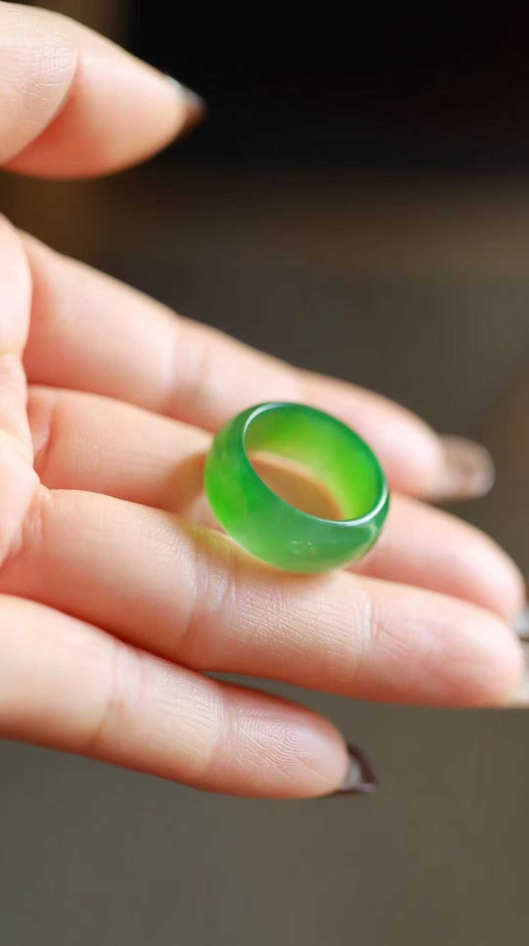 121719 和田玉碧玉戒圈