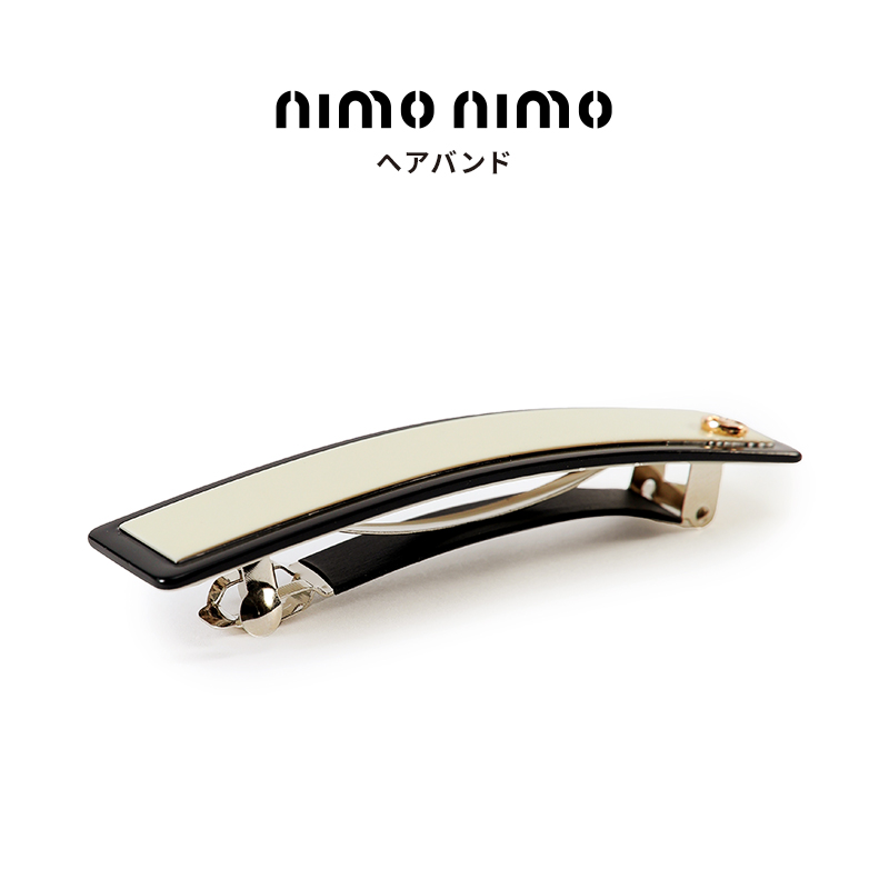 1208FH10-Fashion靚衫-雙拼色後髮彈簧 直頭夾 米白（B10）