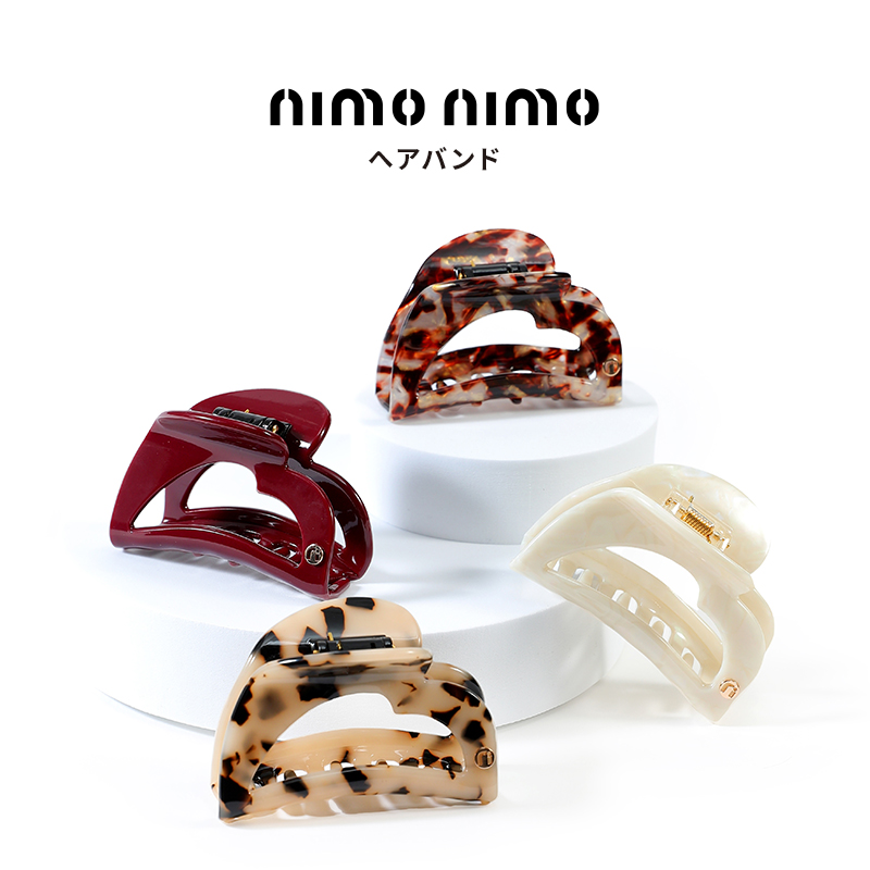 1208FH19-Fashion靚衫-通窿心形鯊魚齒 髮夾 月亮白/玳瑁棕/炫金棕/酒紅色（B19）