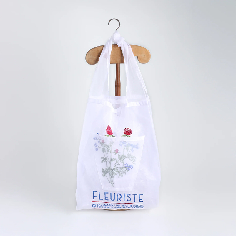 Brigitte Tanaka 花朵刺繡烏干紗提袋