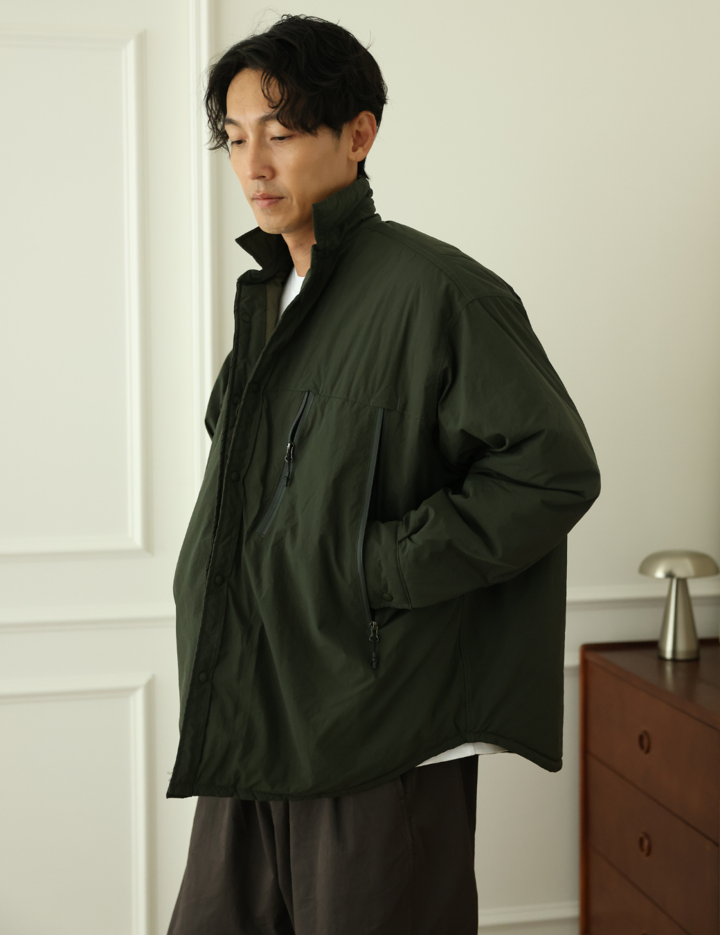 拉鍊立領鋪棉外套