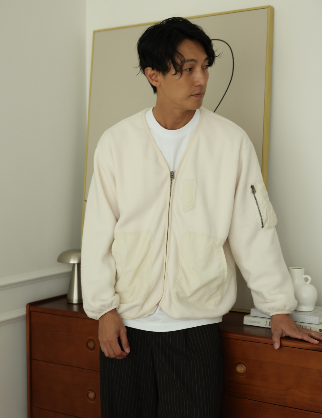 無領羔羊毛外套