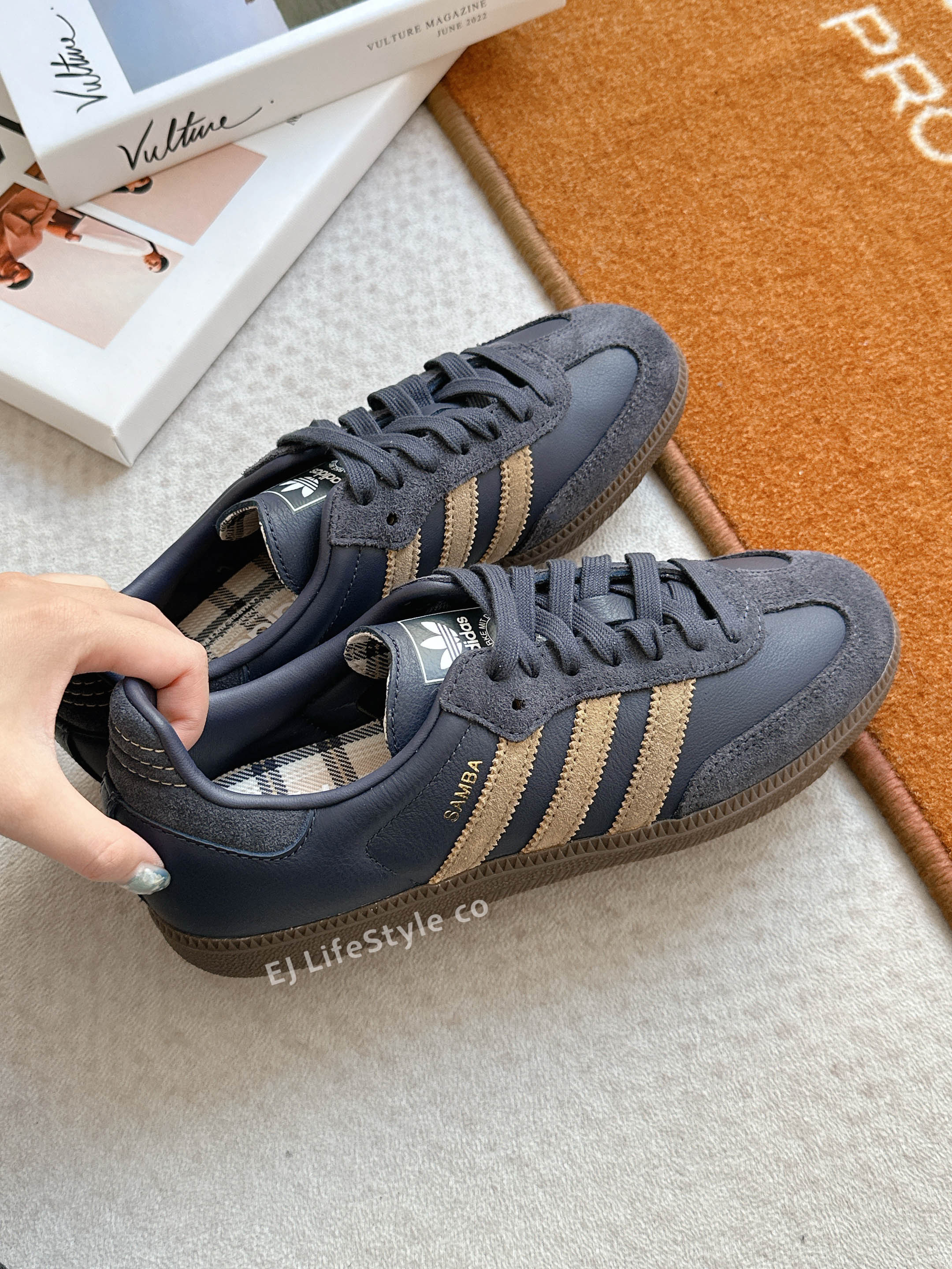 ADIDAS SAMBA OG 藏青奶茶 深藍 藍莓 格紋 焦糖底 男女鞋 JR0894 / 預購