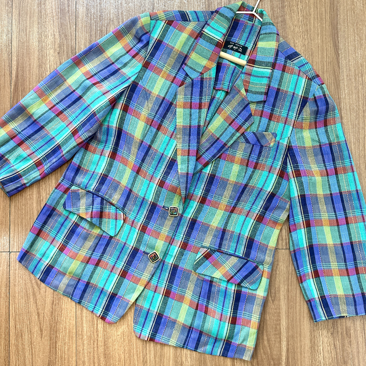 繽紛彩虹格紋西裝外套