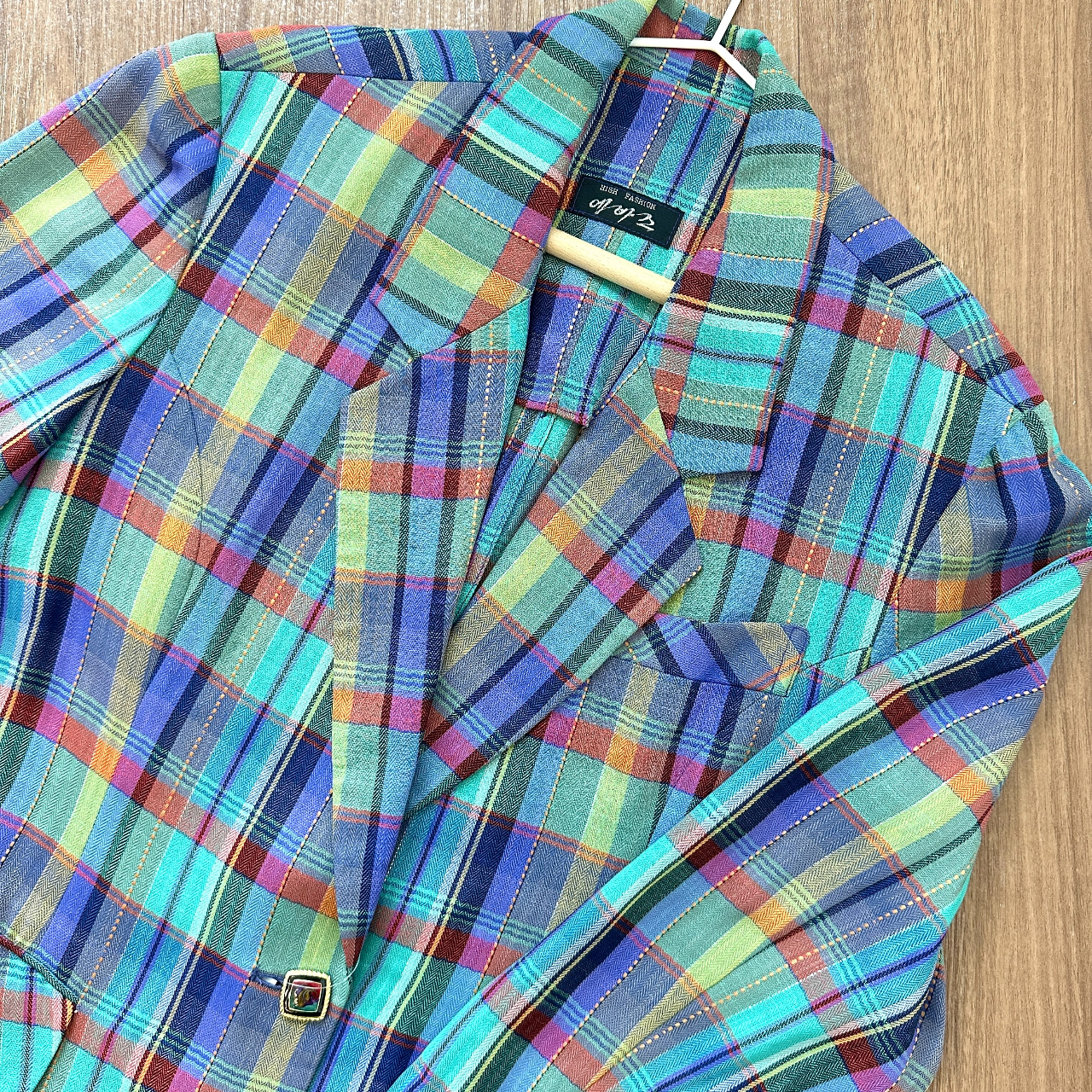 繽紛彩虹格紋西裝外套