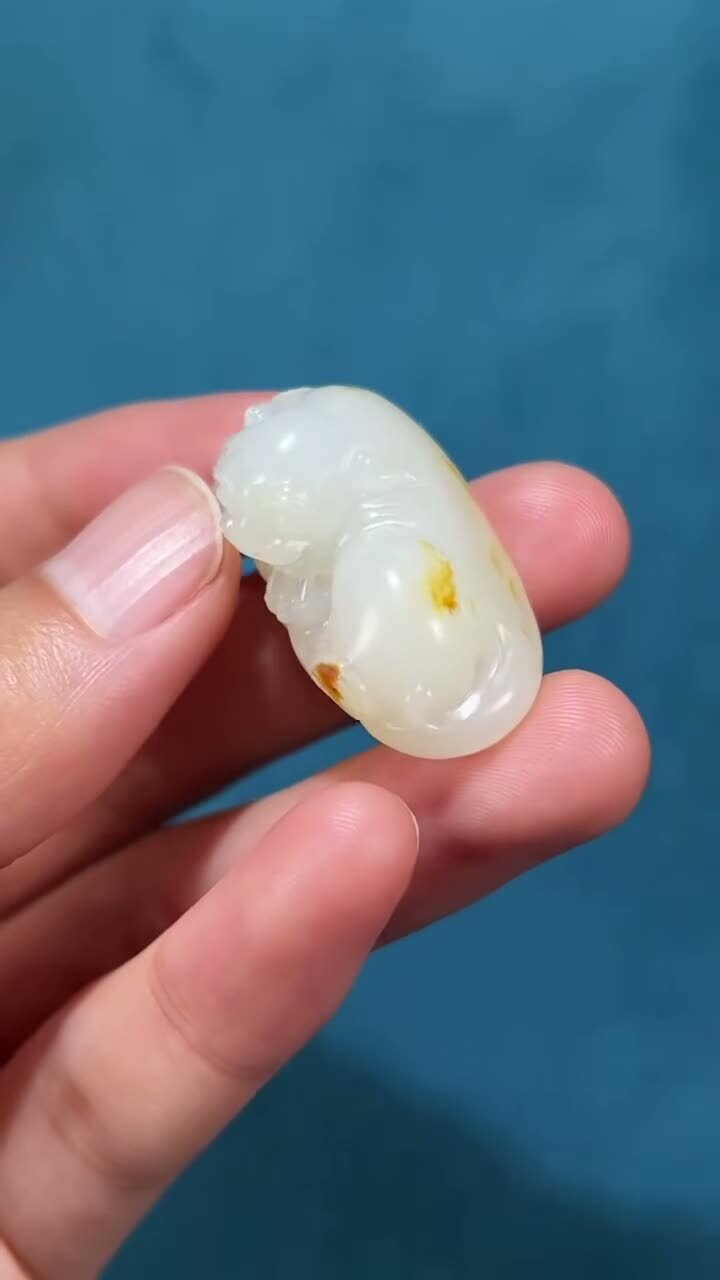 和田玉籽料貔貅吊墜,天然和田玉軟玉