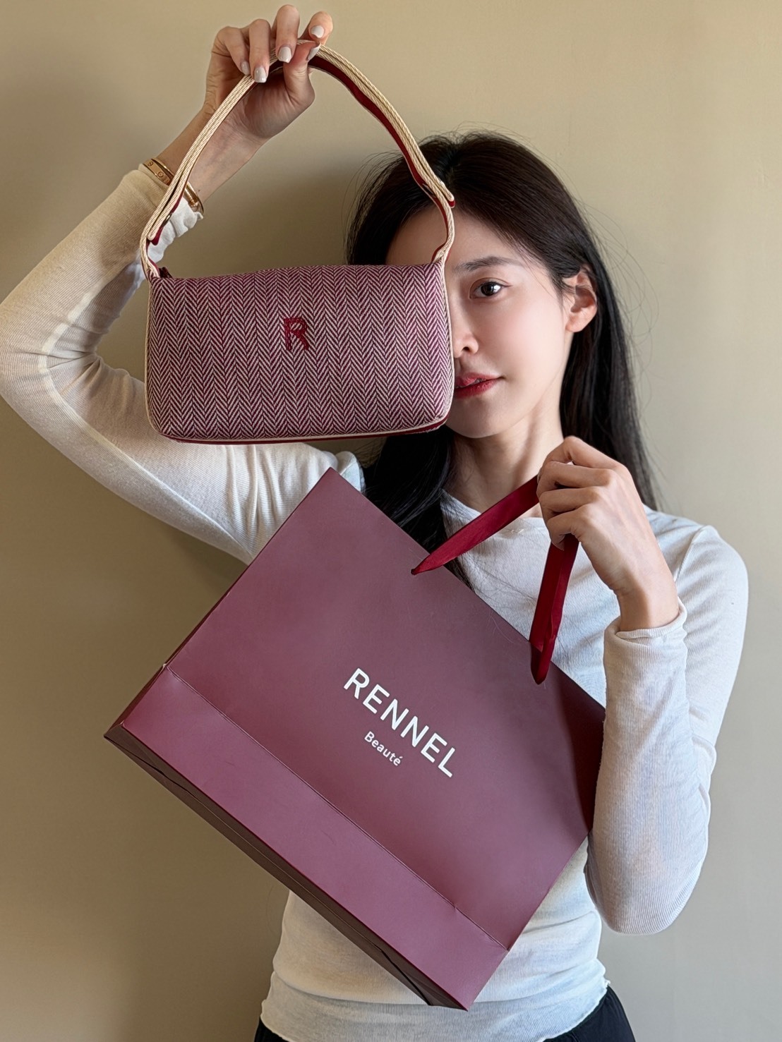 Ranie 自訂款 * 隨身肩窩包 * 勃根地胭紅