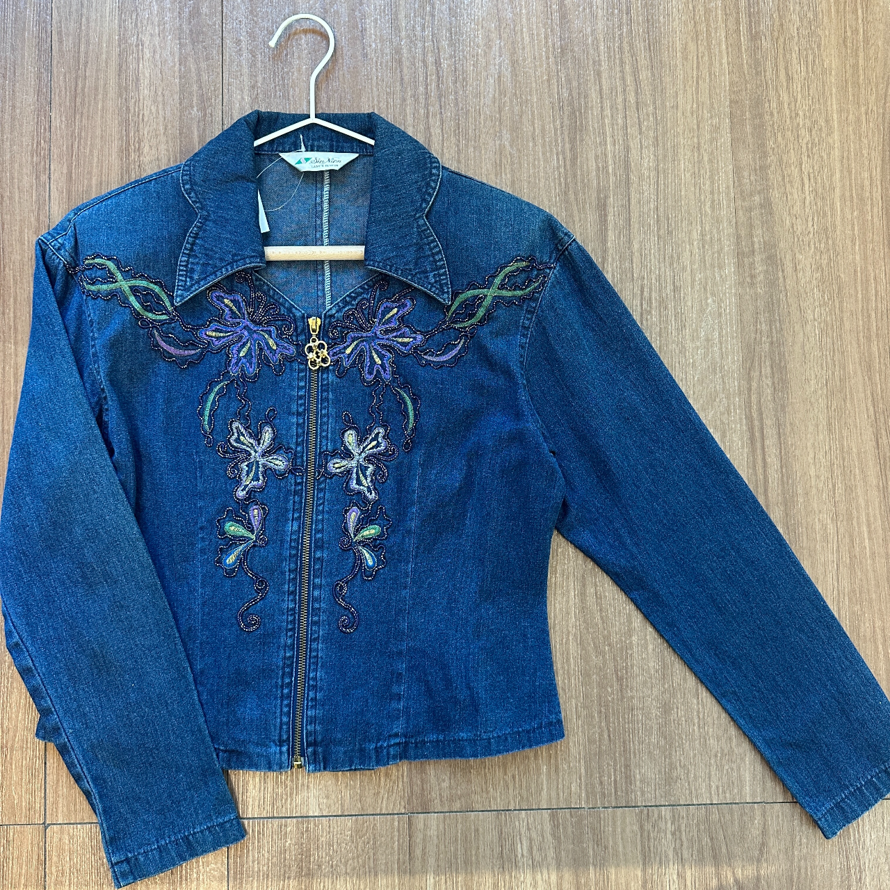 牛仔短版拉鍊外套