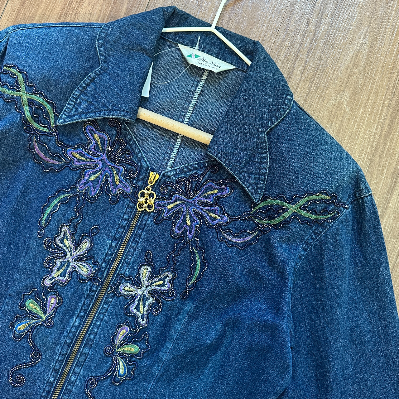 牛仔短版拉鍊外套