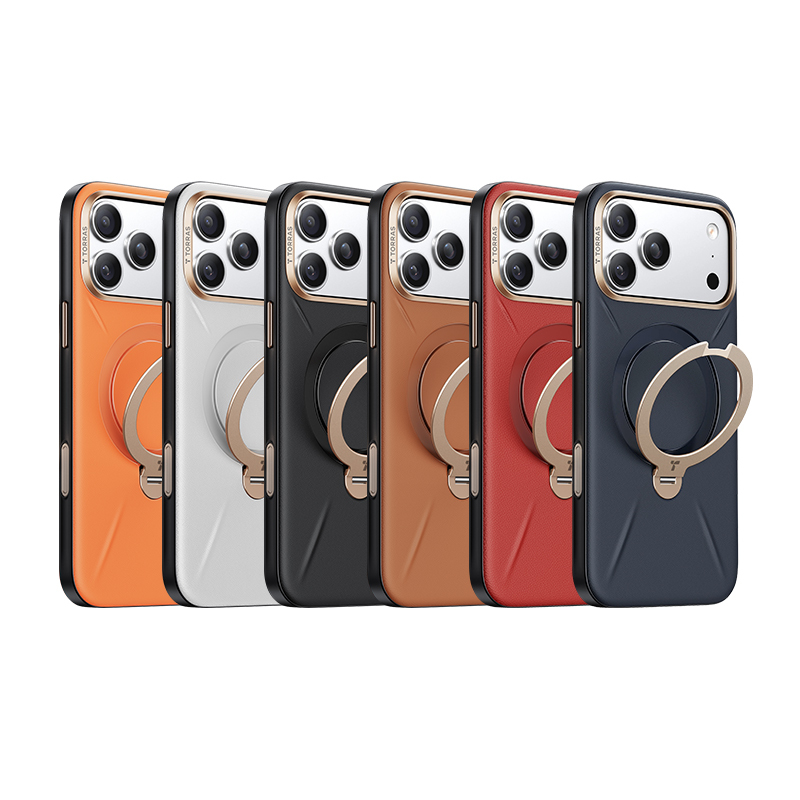 TORRAS Ostand Spin VegSkin Magnetic 相機按鍵旋轉支架皮革防摔手機殼 for iPhone 17