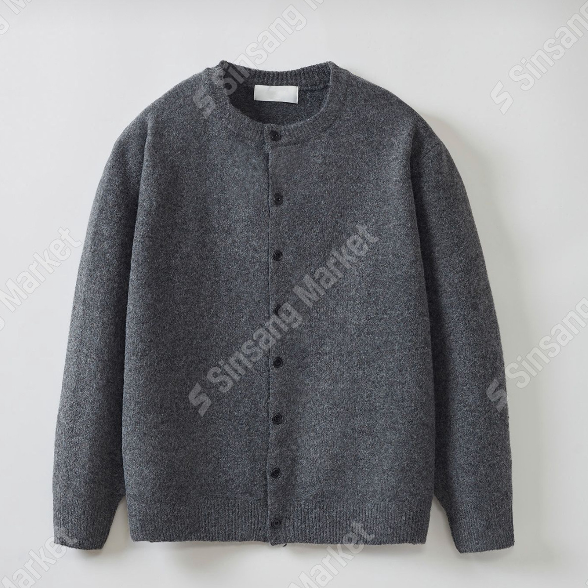 O1235 男女款！圓領開襟針織外套 / 灰