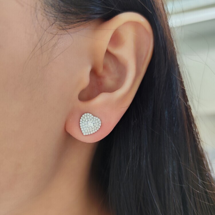 心形鑽石耳環