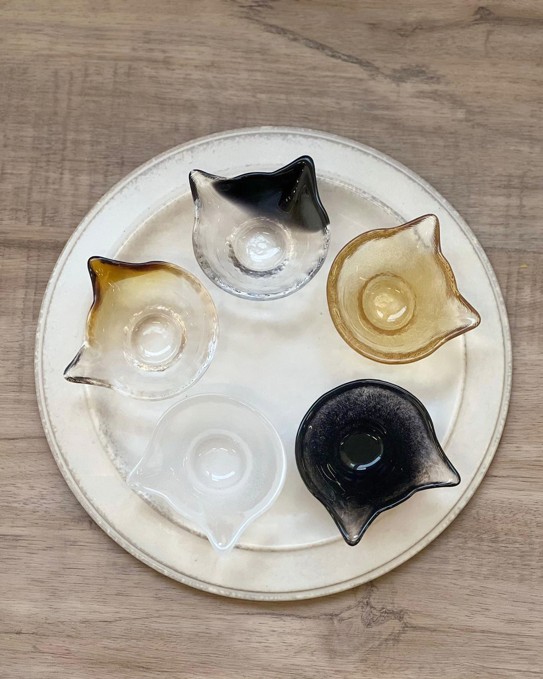 coconeco Cat Sake Cup (5 items)｜Aderia Glass