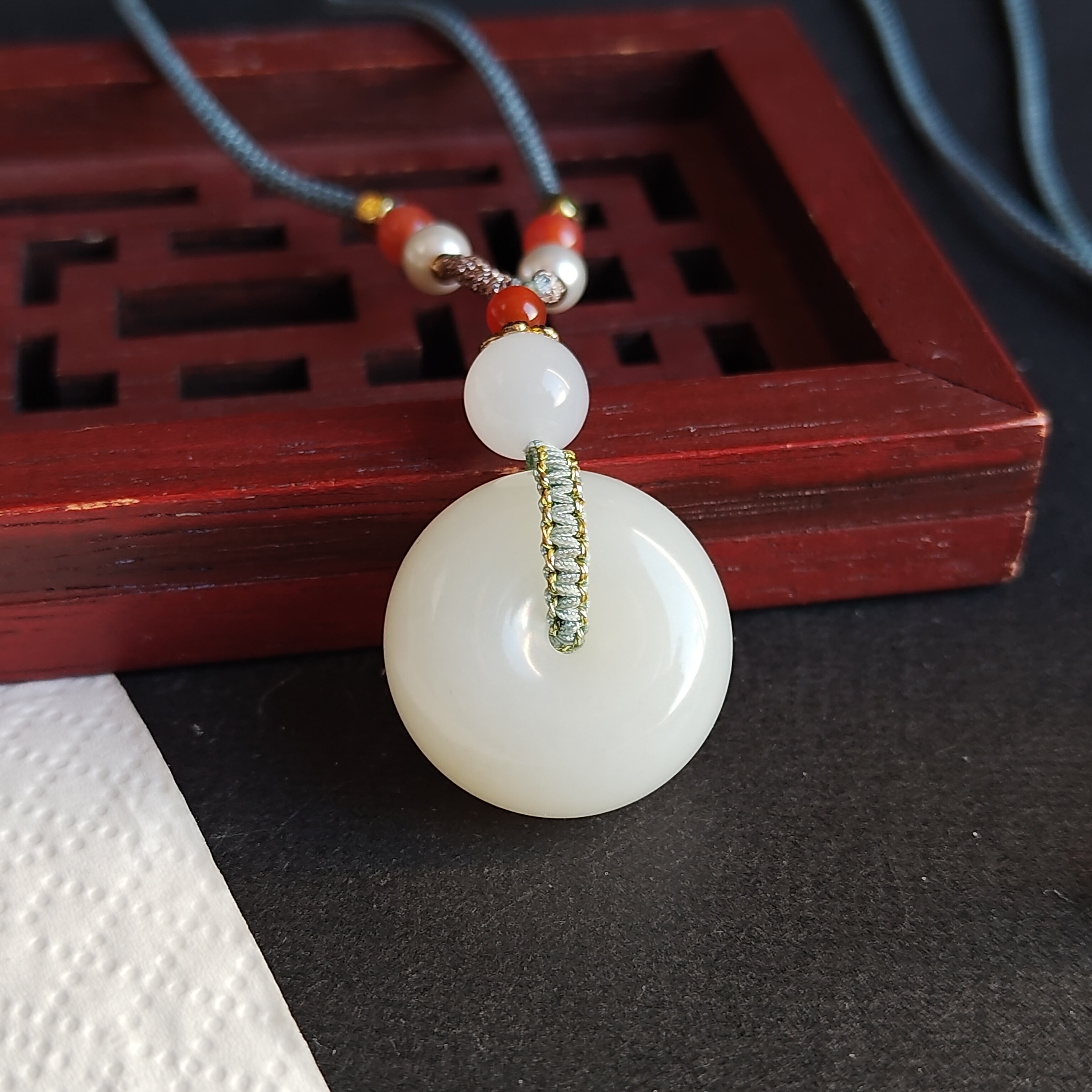 和田玉玉白平安扣 (20mm直徑),天然和田玉軟玉