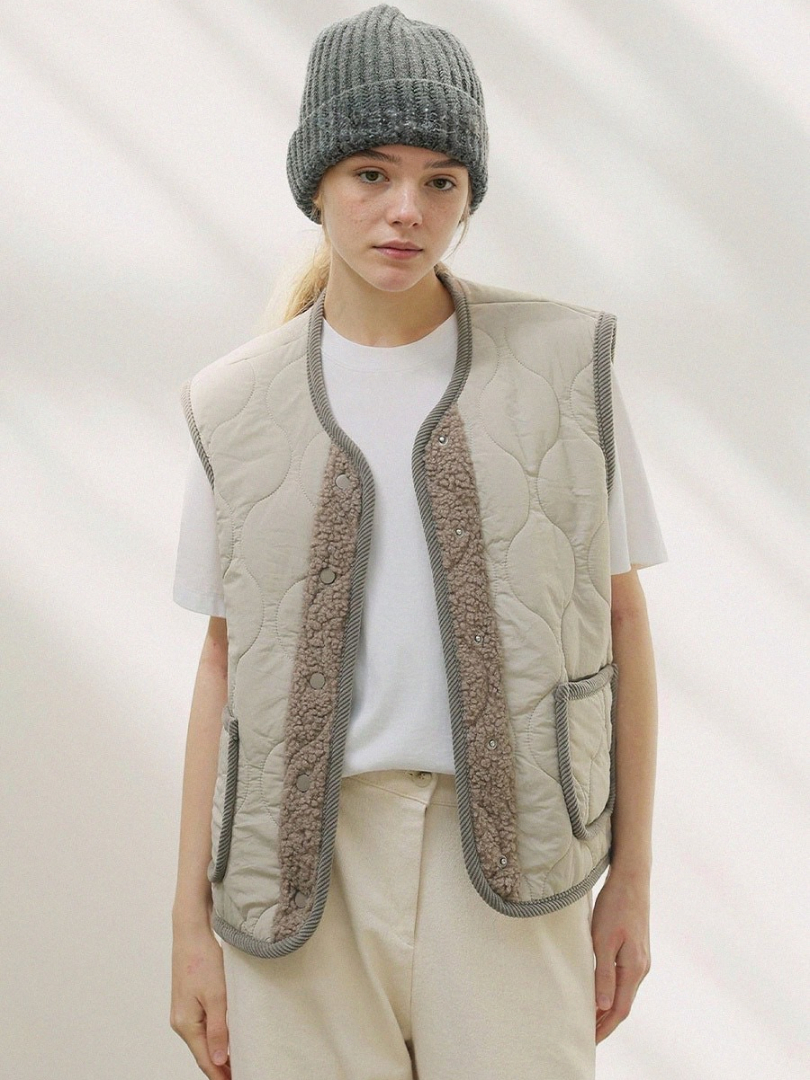 輕巧、耐穿、不挑內搭★熊暖絨芯鋪棉背心