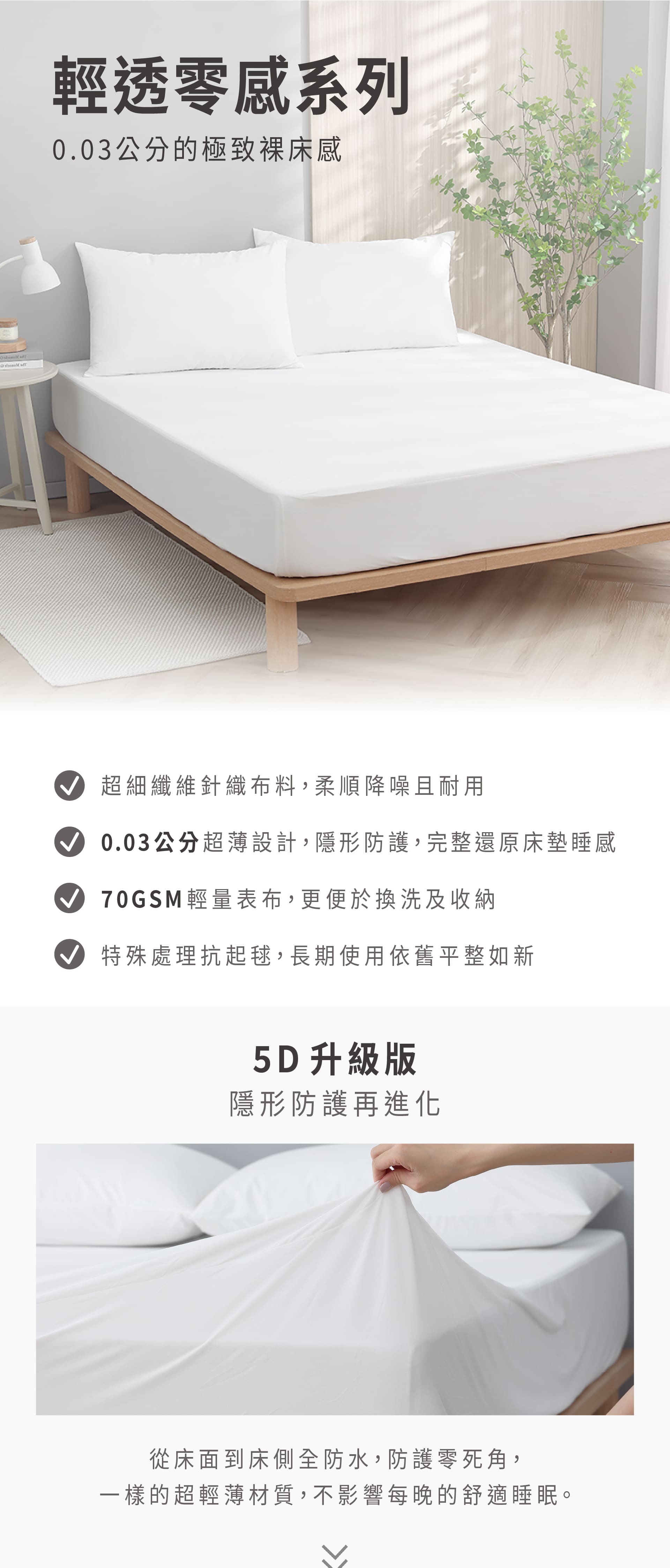 GOODin 輕透零感系列保潔墊 - 0.03 公分超薄隱形防護與 5D 床側全防水升級版