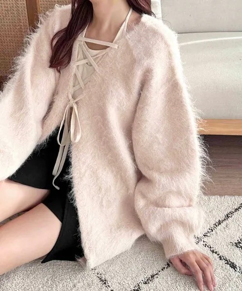 日本 APRES JOUR CLAIR 正反2穿 蝴蝶結 綁帶 針織 上衣