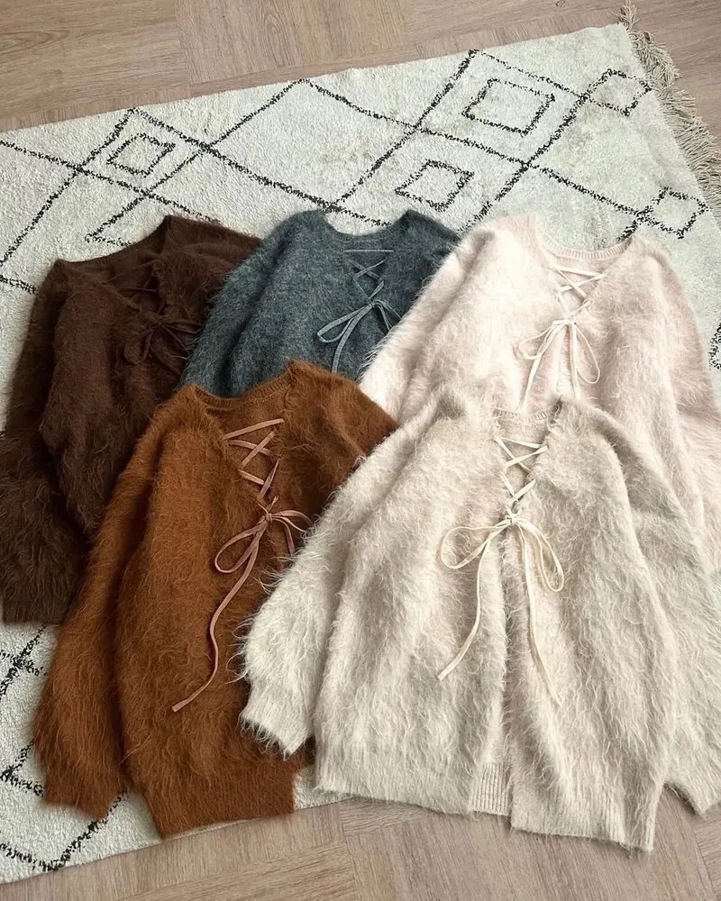 日本 APRES JOUR CLAIR 正反2穿 蝴蝶結 綁帶 針織 上衣