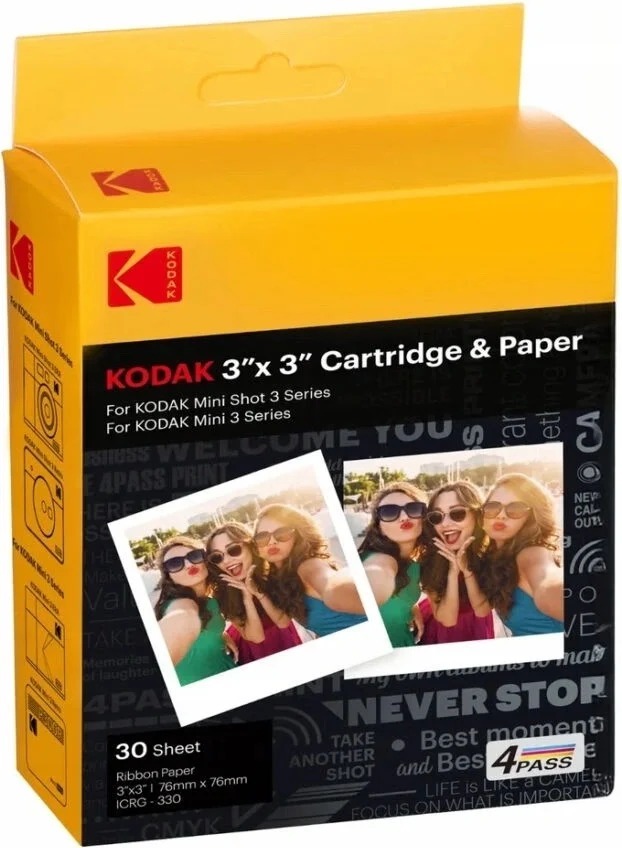 Kodak ICRG-330 3x3" 專用即影即有相紙連墨盒 (30 張)(H12 KA489)