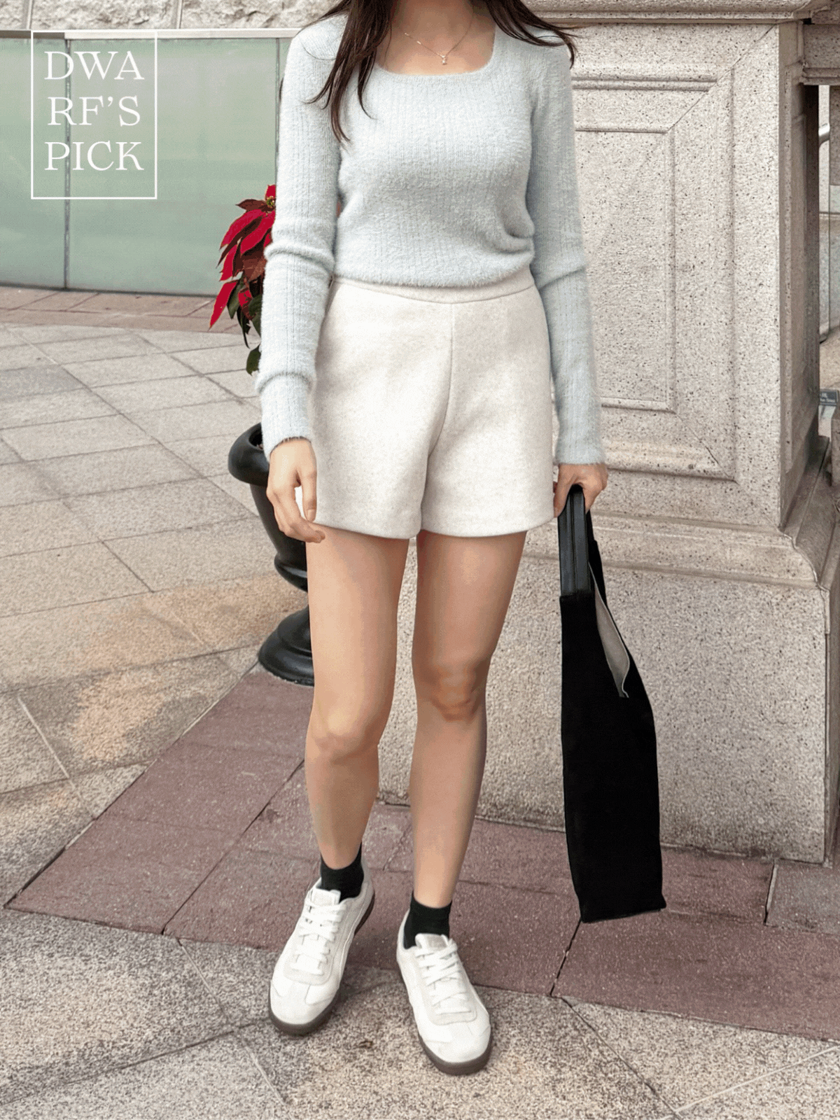 《KR》厚實毛呢俐落短褲